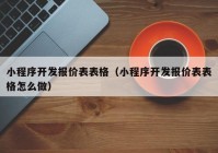 小程序开发报价表表格（小程序开发报价表表格怎么做）