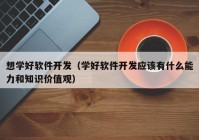 想学好软件开发（学好软件开发应该有什么能力和知识价值观）