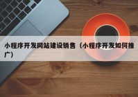 小程序开发网站建设销售（小程序开发如何推广）