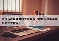 微信小程序开发技术是什么（微信小程序涉及到的开发技术）