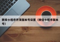 西安小程序开发版本号设置（微信小程序版本号）