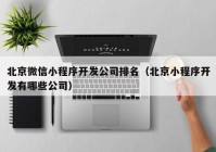 北京微信小程序开发公司排名（北京小程序开发有哪些公司）