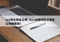 seo优化排名公司（seo关键词优化排名公司哪家好）