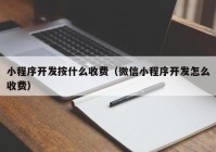 小程序开发按什么收费（微信小程序开发怎么收费）