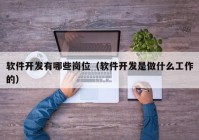 软件开发有哪些岗位（软件开发是做什么工作的）