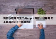 微信小程序开发工具app（微信小程序开发工具appleid在哪里找）