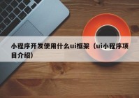 小程序开发使用什么ui框架（ui小程序项目介绍）