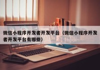 微信小程序开发者开发平台（微信小程序开发者开发平台有哪些）