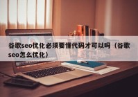 谷歌seo优化必须要懂代码才可以吗（谷歌seo怎么优化）