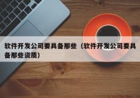 软件开发公司要具备那些（软件开发公司要具备那些资质）