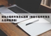 微信小程序开发怎么选择（微信小程序开发怎么选择服务器）